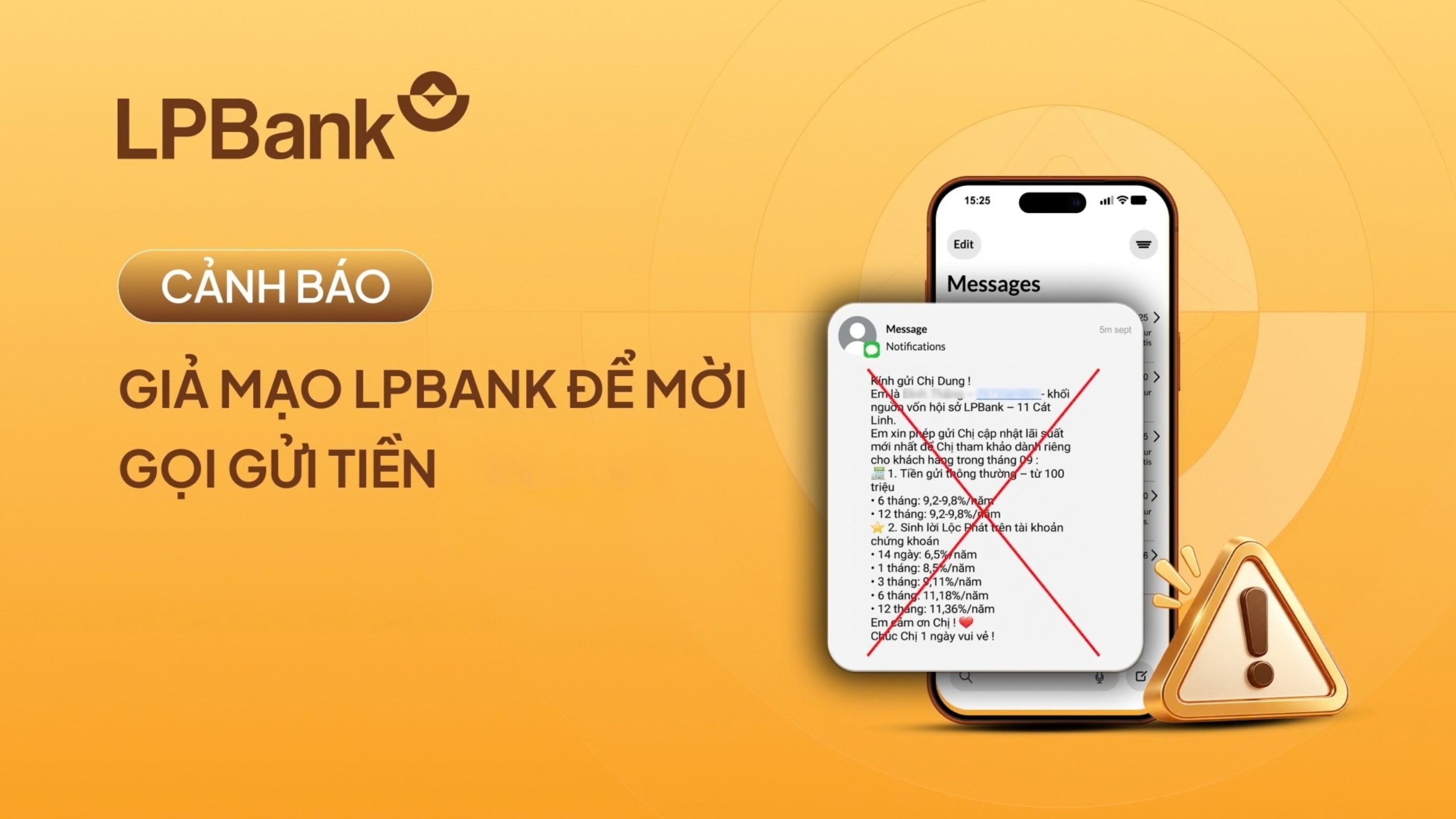 CẢNH BÁO GIẢ MẠO LPBANK ĐỂ MỜI GỌI GỬI TIỀN 