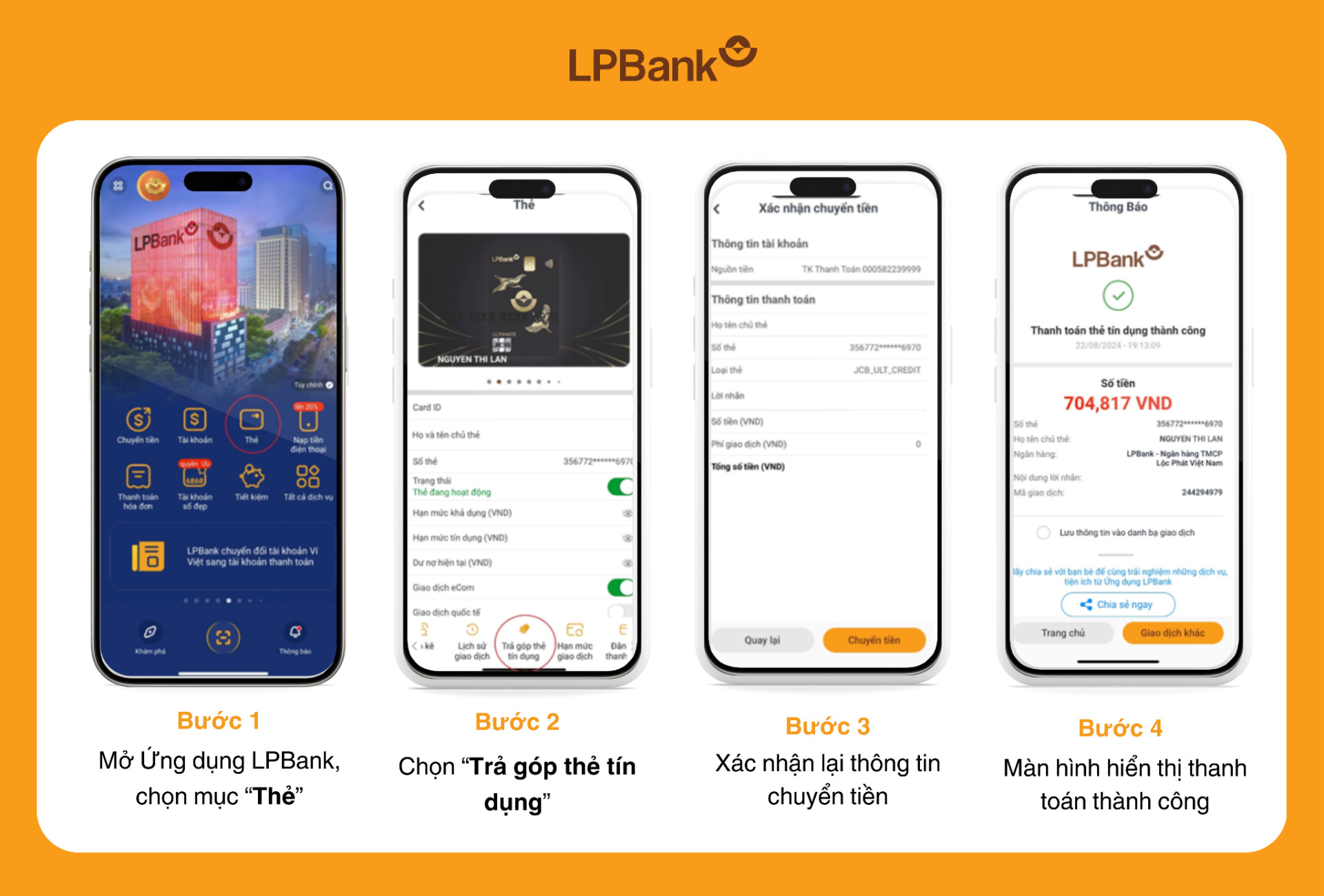 LPBank cho phép khách hàng trả góp thẻ tín dụng dễ dàng thông qua Ứng dụng LPBank