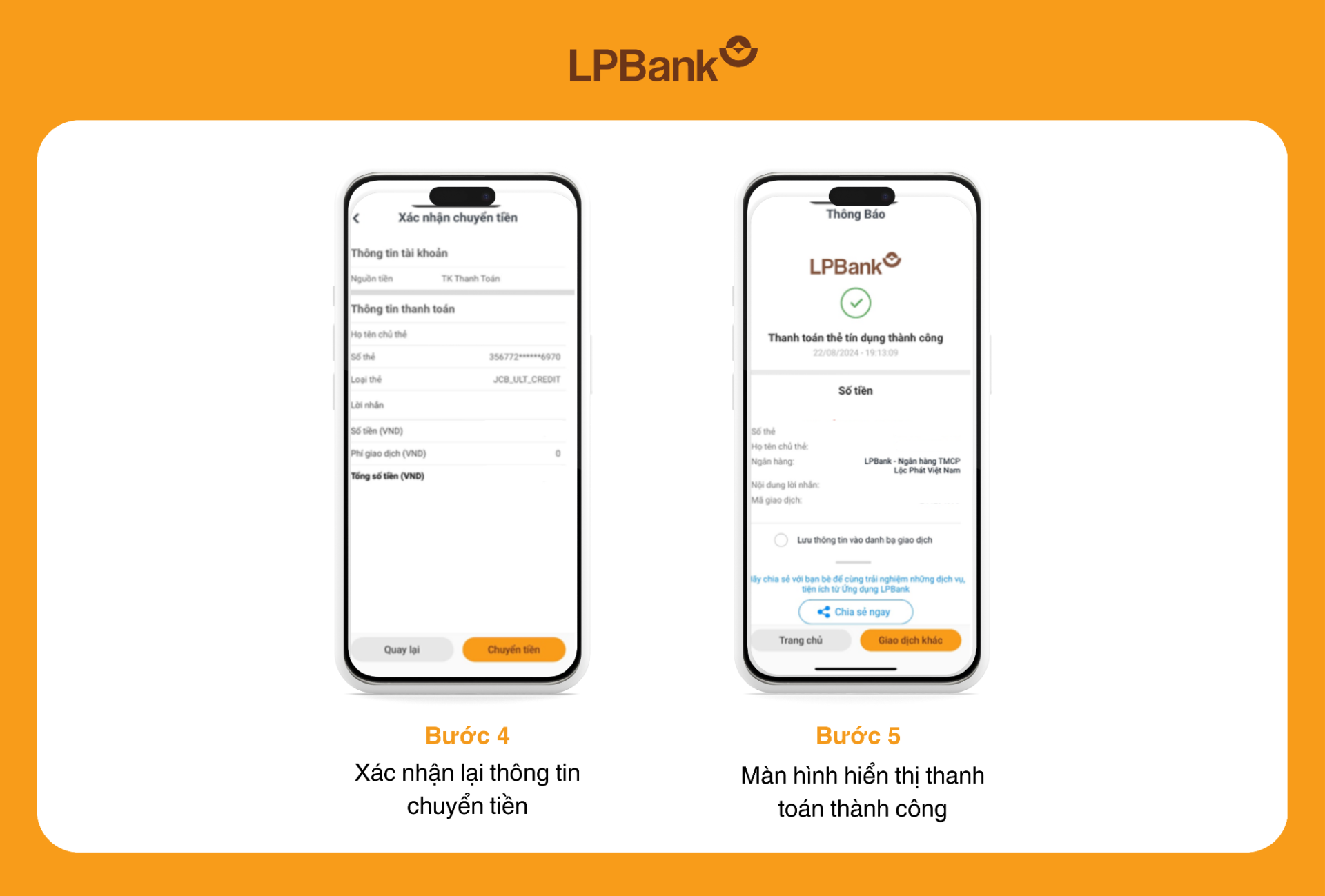 Bạn dễ dàng thanh toán dư nợ thẻ tín dụng thông qua Ứng dụng LPBank chỉ với 5 bước đơn giản