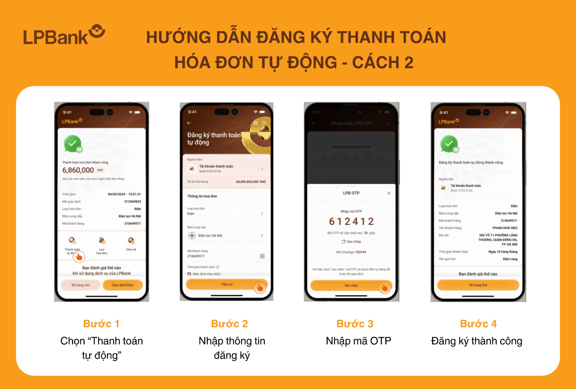 Khách hàng dễ dàng thực hiện đăng ký thanh toán hóa đơn tự động ngay sau khi hoàn tất thanh toán hóa đơn