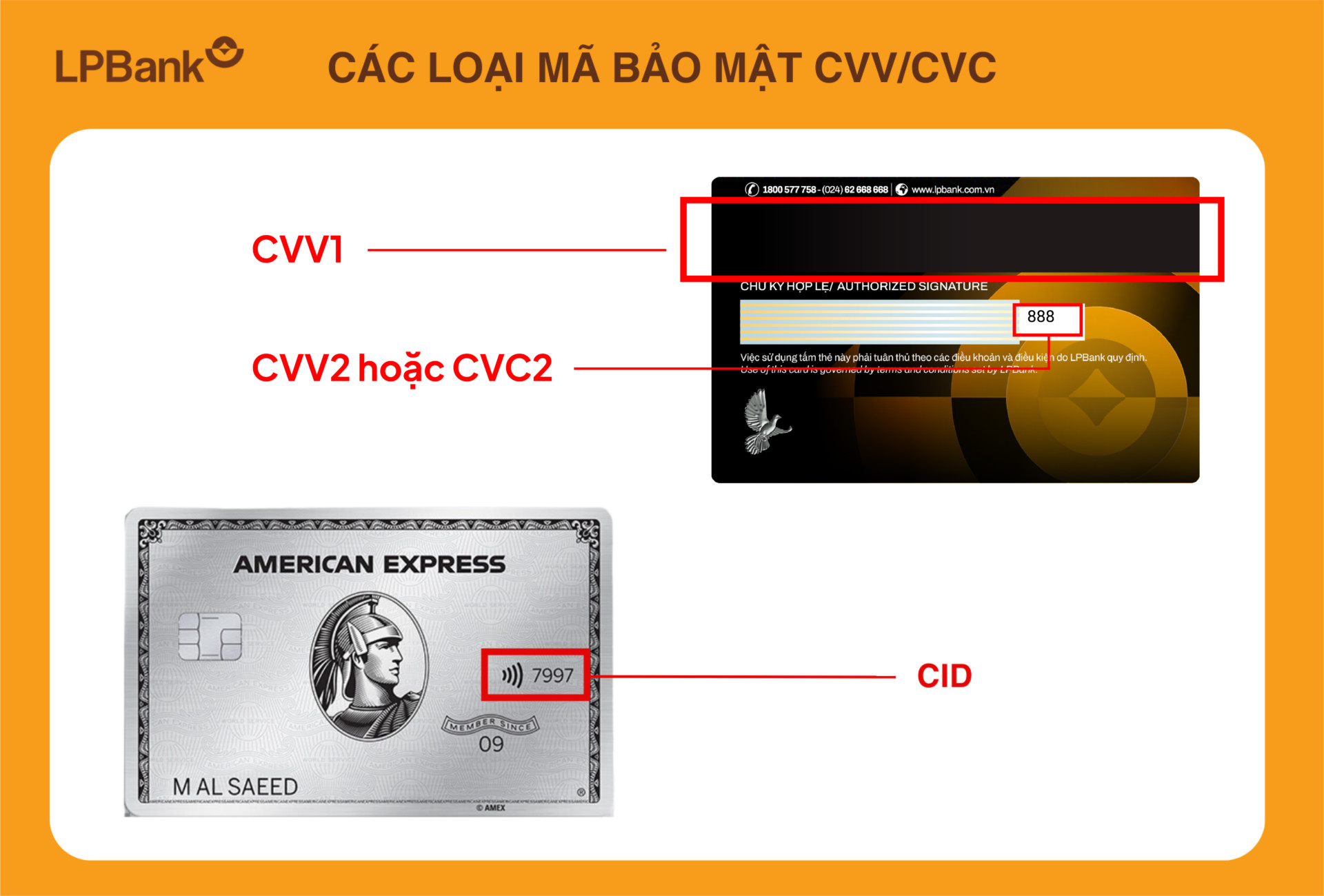 Mỗi loại thẻ và nhà cung cấp sẽ có loại CVV/CVC khác nhau nhưng đều có cùng chức năng bảo mật cho khách hàng