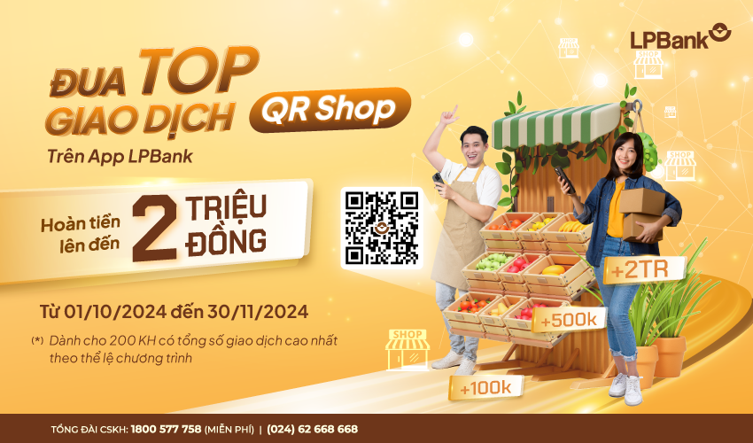 ĐUA TOP GIAO DỊCH QR SHOP – NHẬN THƯỞNG ĐẾN 2 TRIỆU ĐỒNG